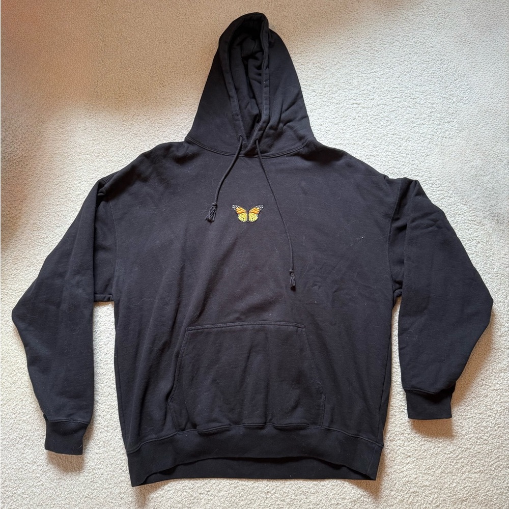 Brandy Melville Oversized Hoodie with Butterfly Embroidery. OS